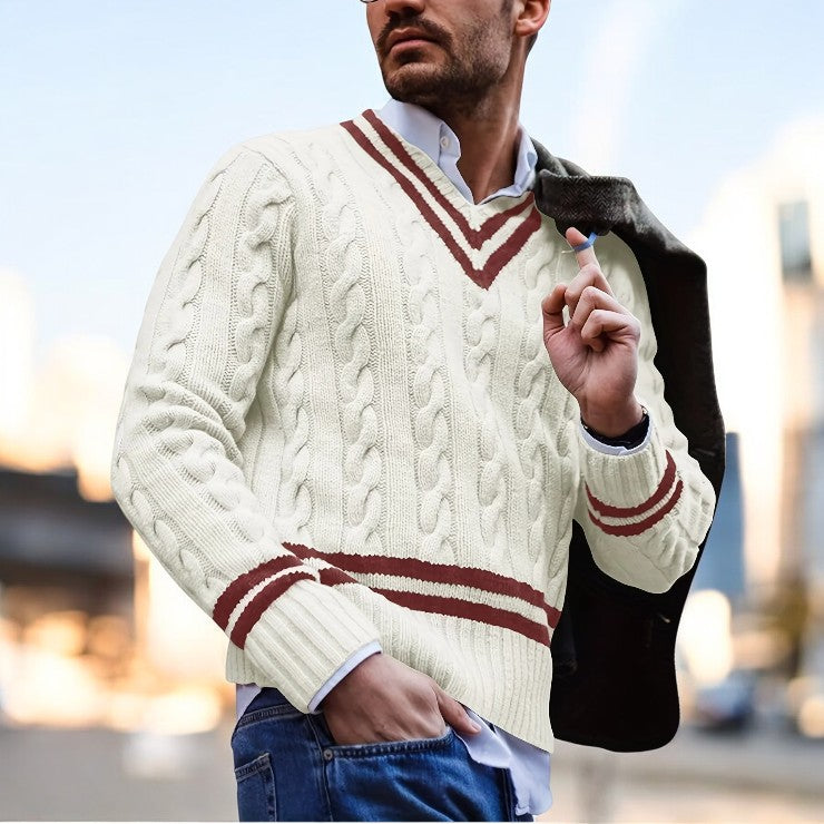 Pull tennis homme col v
